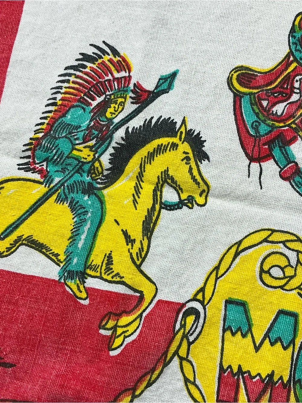 Vintage Montana land of shining mountains 1950s souvenir tablecloth 31x36